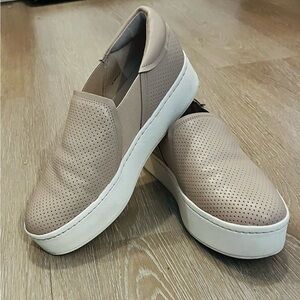 Vince Blair perforated Italian leather sneakers in warm almond